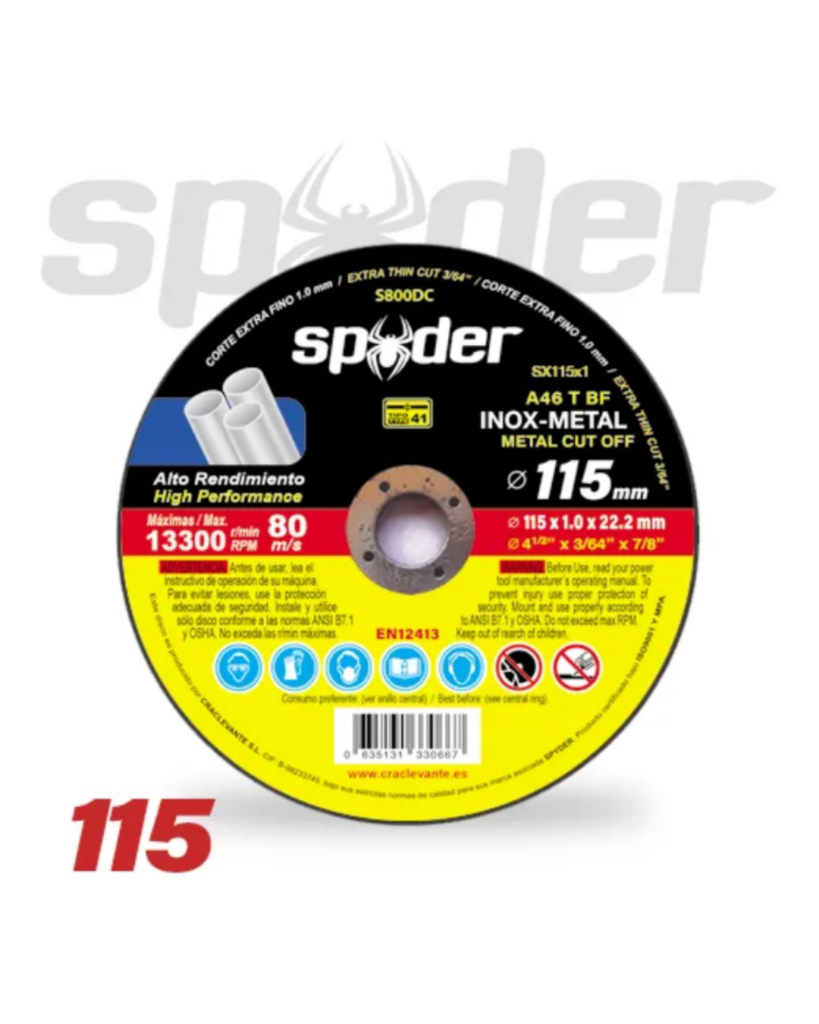 Discos de corte Spyder 115 mm / 125mm / 230mm