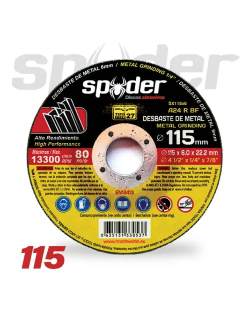 Discos de desbaste Spyder 115 mm / 125 mm